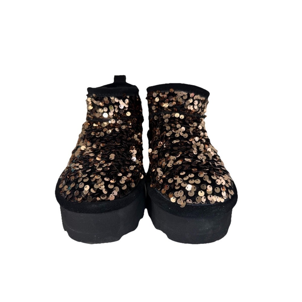 Bearpaw Women's Retro Platform Bootie Sydney Sequin Gold Women's Size 7 No Box - Picture 2 of 6